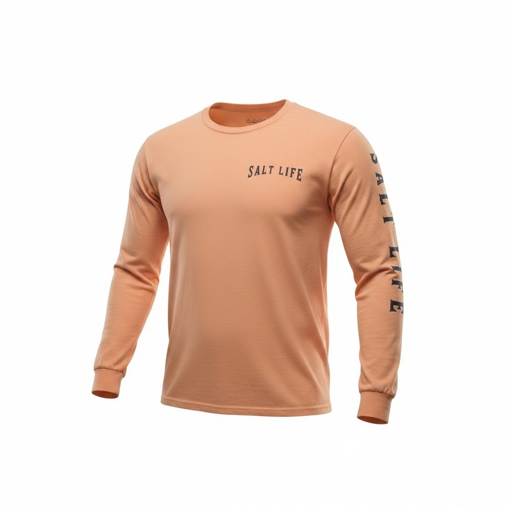 Salt Life Long Sleeve T-Shirt Mens LRG Orange Good Tuna Graphic Cotton